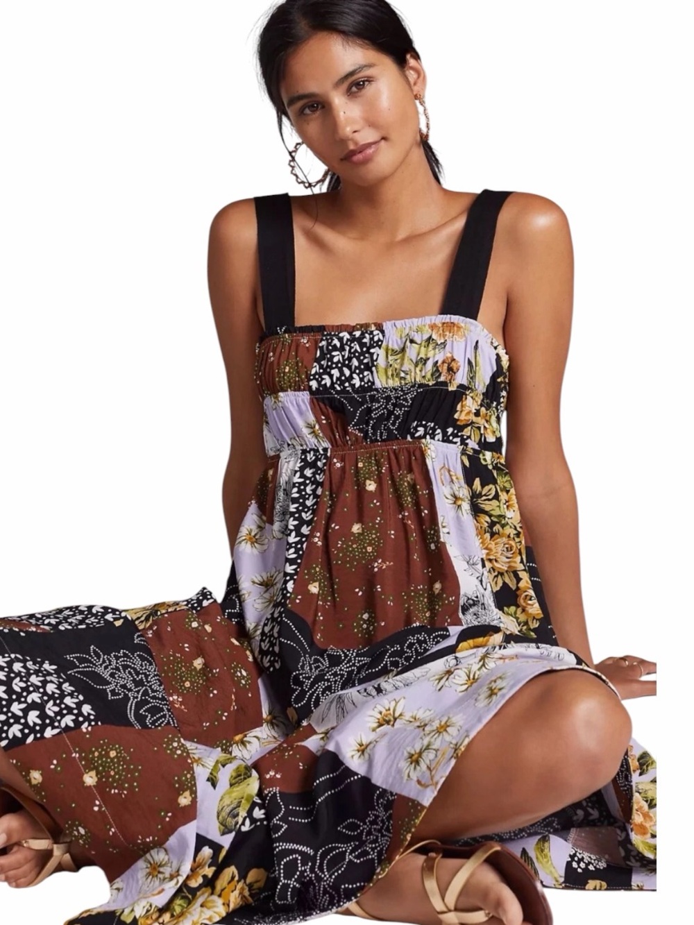 Anthropologie Maeve Women’s Floral Patchwork Maxi Dress Size Medium